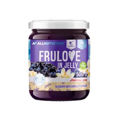 ALLNUTRITION Frulove In Jelly Blueberry & Vanilla - Zuckerfreie Marmelade - Marmelade ohne Zucker - 80% Jelly Fruit Kalorienarme Süßigkeiten - Fruchtaufstrich ohne Zucker - Brotaufstrich Vegan - 500g von ALLNUTRITION