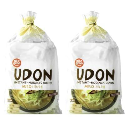 Allgroo Udon Instantnudeln - Miso, Udon Suppe würzig, aromatisch, schnelle Zubereitung - enthält 3 Portionen - 1 x 690 g (Packung mit 2) von AODA