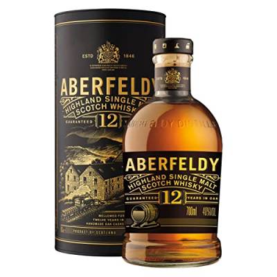 Aberfeldy 12 Jahre alter Highland Scotch Single Malt Whisky in edler Geschenkbox, im Eichenfass gereift, Noten von Honig, Früchten, Gewürzen, Vanille & ein Hauch Rauch, 40% Vol., 70 cl/700 ml von Aberfeldy
