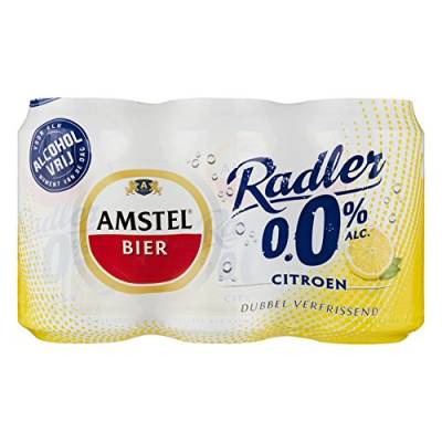 Amstel Radler 0% Citroen/Zitrone (24 x 0,33L Einweg-Dosen) Alkoholfrei- inkl. gratis FiveStar Kugelschreiber von Amstel