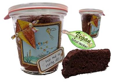 Schokoladenkuchen Vegan im Glas mit herbstlichem Geburtstagsgruß von Andis Backidee Kuchen & Gebäck Eine Idee von A. Tönges