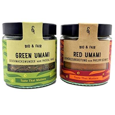 SoulSpice Bio Umami Gewürz-Set - 2 Premium Bio Gewürze für intensiven und würzigen Geschmack bei Fleisch, Gemüse, Suppe, Salat oder Quark - Die Geschmackswunder als Zubehör beim Kochen & Grillen von BAVAREGOLA