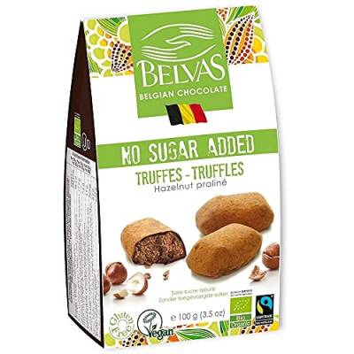 Belgische Schokoladentrüffel mit Haselnüssen ohne Zusatz von glutenfreiem Zucker BIO 100 g - BELVAS von BELVAS