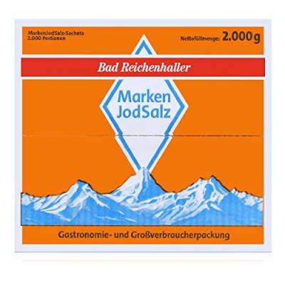 Bad Reichenhaller Alpen-Jod-Salz 2000 Stk. je 1 g - 2 kg Vorrats-Box - Salztütchen einzeln verpackt, für Cafés und Gastronomie von Bad Reichenhaller