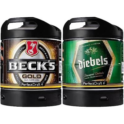 BECK'S Gold Helles Lager Bier Perfect Draft (1 x 6l) MEHRWEG Fassbier & Diebels Alt Original Altbier aus Issum am Niederrhein, Bier Perfect Draft (1 x 6l) MEHRWEG Fassbier von Beck's