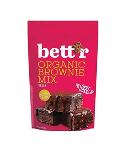 Bettr Bio Brownie Backmischung - Glutenfreier Genuss mit Superfood-Mehlen (15 Protionen) ohne Rohrzucker einfache Zubereitung von Bettr