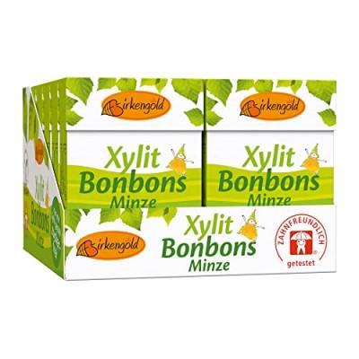 Birkengold Xylit Bonbons Minze zuckerfrei, 12 x 30 g | zahnpflegend | zuckerfrei | vegan | 100% europäisches Xylit | natürliche Zutaten von Birkengold