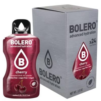 Bolero CHERRY 24x3g | Saftpulver ohne Zucker, gesüßt mit Stevia + Vitamin C | geeignet für Kinder, Sportler und Diabetiker | glutenfrei und veganfreundlich | Kirschgeschmack von Bolero