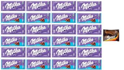 24 Tafeln Milka Mix a 100g (12 x Luflee + 12 x Alpenmilch) + Space Riegel 45g von Bormann