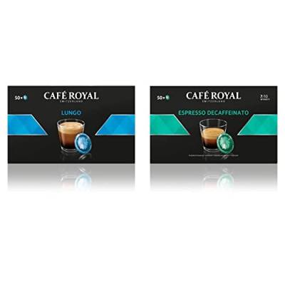 Café Royal Lungo 50 Pads für professional Nespresso Maschine - 2/10 Intensität, UTZ-zertifiziert & Espresso Decaffeinato 50 Pads für professional Nespresso Maschine - 7/10 Intensität, UTZ-zertifiziert von Café Royal