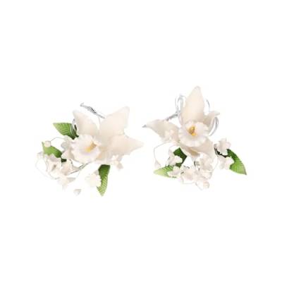 Cake Company Orchideen-Bouquet 2 Stück weiß 1er Pack (1 x 68 g) | Tortendekoration zur Hochzeit und Geburtstagen von Cake Company