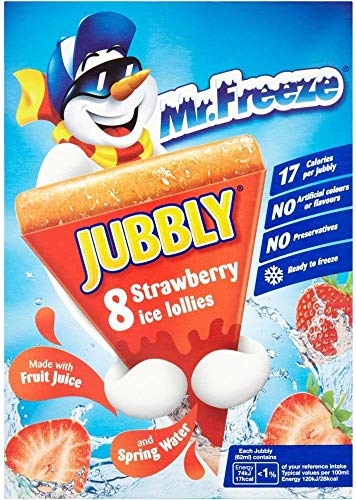 Calypso Jubbly, Ice Lolly - Real Fruit Juice Ice Pop, No Preservatives, Strawberry Flavour, 8 Ice Lollies (62 ml) von Calypso