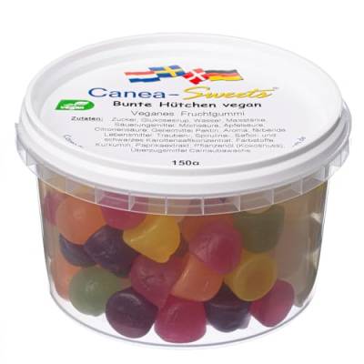 Canea Sweets Bunte Hütchen | Veganes Fruchtgummi | Mit natürlichem Fruchtsaft | Weich | 150 g von Canea-Sweets
