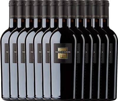 VINELLO 12er Weinpaket Italien - Sessantanni Primitivo di Manduria 2016 - Cantine San Marzano mit Weinausgießer | halbtrockener Rotwein | italienischer Rotwein aus Apulien | 12 x 0,75 Liter von Cantine San Marzano