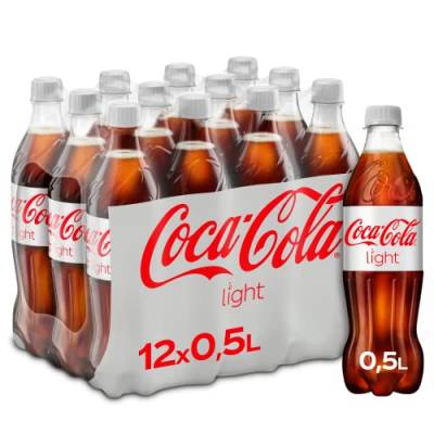 Coca-Cola Light - prickelndes Erfrischungsgetränk mit originalem Coke-Geschmack - ohne Zucker und ohne Kalorien - koffeinhaltiger Softdrink in Einweg Flaschen (12 x 500 ml) von Coca-Cola