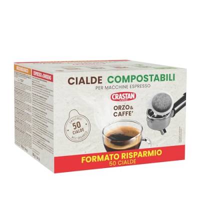 Crastan, Packung mit 50 kompostierbaren ESE-Kaffeepads aus Gersten- und Kaffee, Kaffeepads kompatibel mit der Espressomaschine, Made in Italy von Crastan