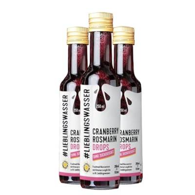 LIEBLINGSWASSER Drops - Fruchtsaftkonzentrat ohne Zuckerzusatz (Cranberry-Rosmarin) von DIE FRISCHEMANUFAKTUR