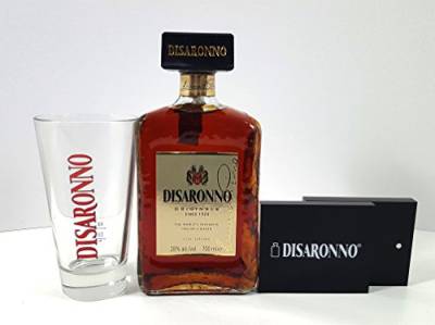 Disaronno Set ? Disaronno Liqueur 0,7l 700ml (28% Vol) + Glas geeicht 2/4cl + 2x Tischaufsteller/Servietten halter von Disaronno