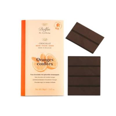 DEU | Dolfin® | Riegel mit 60% dunkler Schokolade und kandierten Orangen – 1 x 70 g von DOLFIN