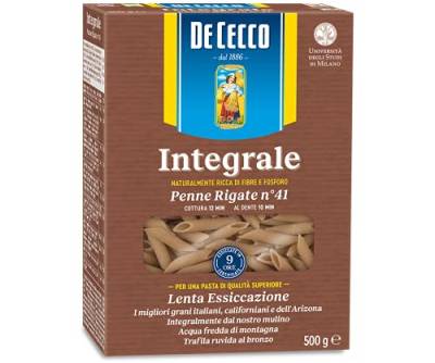 5X Pasta De Cecco Penne rigate integrali n. 41 Whole Wheat Grain Italian Pasta 500g 100% Italian von De Cecco