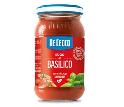 De Cecco Sugo al Basilico Genovese DOP Sauce mit Genoveser Basilikum mit 100% italienischen Tomaten 200g von De Cecco