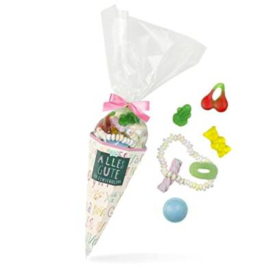 Zuckertüte Einschulung Rosa, süße Schultüte mit einer bunten Süßigkeiten-Mischung, 120 Gramm, Geschenkidee für Schulanfänger von Der Zuckerbäcker