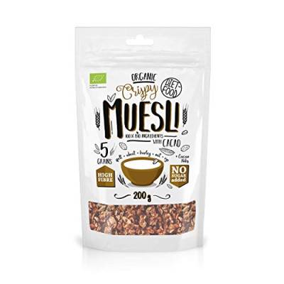DIET-FOOD Müsli Cacao 200g ohne Zuckerzusatz - veganes Bio-Müsli Crunch mit Kakao - ohne Palmöl von Diet-Food