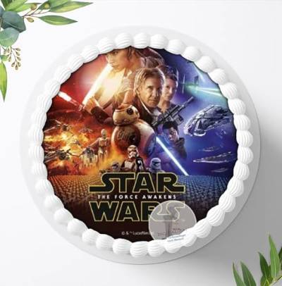 Für den Geburtstag ein Tortenbild, Zuckerbild mit dem Motiv: Star Wars, Essbares Foto für Torten, Fondant, Tortenaufleger Ø 20cm, 0734w von Digital-on