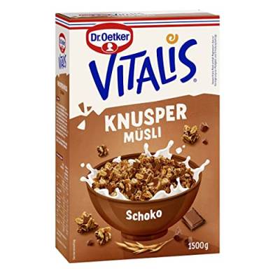 Dr. Oetker Vitalis Knuspermüsli Schoko, 1.500 g Großpackung Knuspermüsli mit Vollmilchschokolade von Dr. Oetker