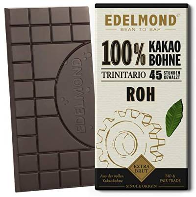 Langzeitgeführte Edelmond Schokolade Roh 100%. Keine Kakaomasse: Fair Trade Kakao rückverfolgbar (1 Tafel) von Edelmond