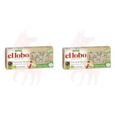EL LOBO | Turrón aus Alicante 100% BIO 200 g| „All Natural“ | Umweltfreundlich | glutenfrei | Höchste Qualität (Packung mit 2) von El Lobo