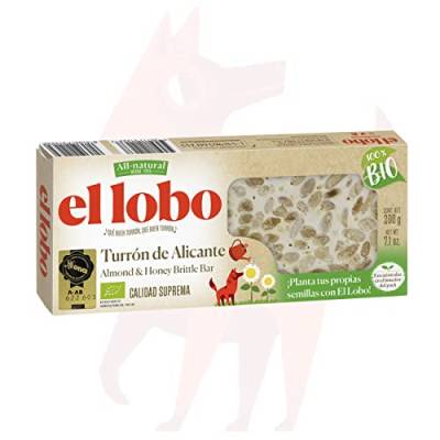 EL LOBO | Turrón aus Alicante 100% BIO 200 g| „All Natural“ | Umweltfreundlich | glutenfrei | Höchste Qualität von El Lobo