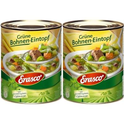 Erasco Grüner Bohnen-Eintopf (800g) In rund 5 Minuten fertig – Mit viel Gemüse – Ohne Schnickschnack - Einfach lecker (Packung mit 2) von Erasco