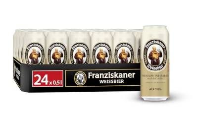 Franziskaner Hefe-Weizen Weissbier Dosenbier, EINWEG, Weissbier / Weizen Bier aus München (24 x 0.5 l Dose) von Franziskaner