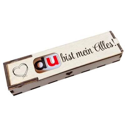 Du bist mein Alles! - Holz Geschenkbox geschliffen mit Spruch Lasergravur inkl. Duplo Schokoriegel Schokolade Geschenkidee Handarbeit von Girahlutions