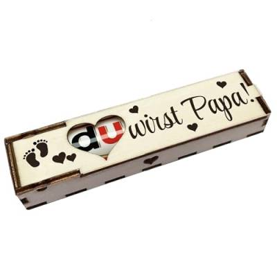 Du wirst Papa! - Holz Geschenkbox geschliffen mit Spruch Lasergravur inkl. Duplo Schokoriegel Schokolade Geschenkidee Handarbeit von Girahlutions