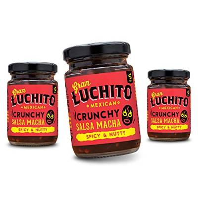 Gran Luchito Mexikanische Salsa Macha 100 g (3 Stück in Geschenkbox) – heiße und würzige mexikanische rote Paprika Chili-Sauce | komplett natürlich & glutenfrei – perfekt für mexikanische Kochen von Gran Luchito
