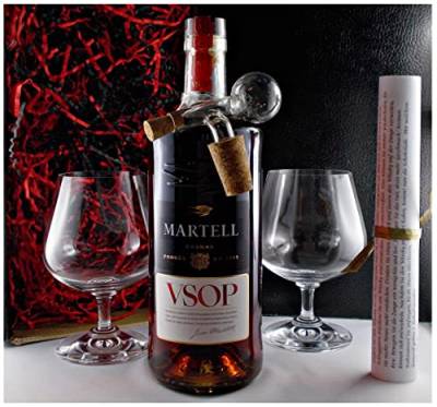 Geschenk Cognac Martell VSOP + 2 Cognac Schwenker + Glaskugelportionierer von H-BO