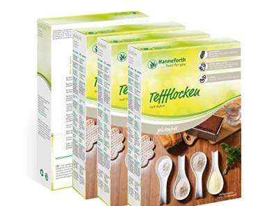 Glutenfreie Bio-Teffflocken (3x250 g) für Brot, Kuchen, Müslis und Saucen von Hanneforth food for you