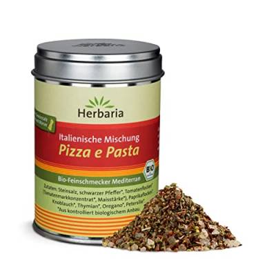 Herbaria Pizza e Pasta bio 100g M-Dose - fertiges Bio-Pasta- & Pizzagewürz für italienische Gerichte - mit erlesenen Zutaten - in nachhaltiger Aromaschutz-Dose von Herbaria