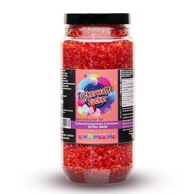 Premium Zuckerwattezucker Grob Erdbeere rot Dose 700g Spezialzucker Kristalle von Hopser Food Fun