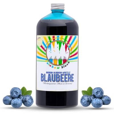 Rainbow Slush Sirup AZO FREI | 1 Liter Flasche | Konzentrat für Slushy Maker Eis Slushmaschinen Eismaschinen Getränke 1:5 bis 1:20 (Blaubeere) von Hopser Food Fun