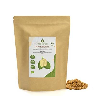 BIO Maulbeeren Weiß (1kg), Getrocknete Weiße Maulbeeren aus biologischem Anbau, 100% Natürlich und Rein, Verzehrfertiger Fruchtsnack, Vegan von IDDA Herbal