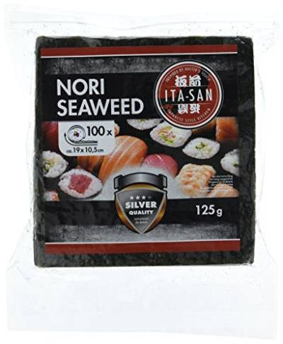 ITA-SAN Seetang (geröstet, für Sushi, halbes 100 Blatt, Nori Silber) 1er Pack (1 x 125 g Packung) von ITA-SAN