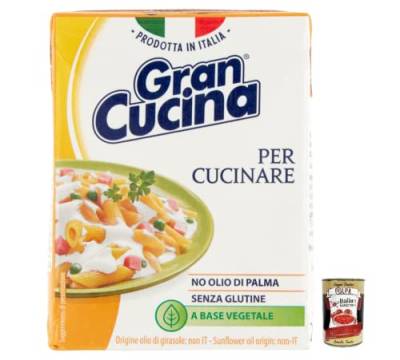 Gran Cucina Crema per Cucinare,Creme auf Pflanzlicher Basis,Sauce zum Kochen Ohne Palmöl,Glutenfrei 200g + Italian Gourmet Polpa di Pomodoro 400g Dose von Italian Gourmet E.R.