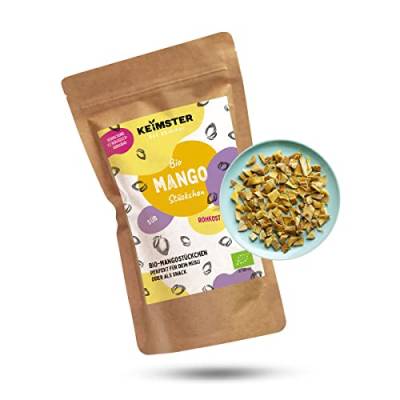 Bio Mango-Stückchen - Rohkostqualität - Süß & fruchtig - Ungeschwefelt & ohne Zuckerzusatz - Bereits geschnitten und ideal für Müsli oder als Snack - Plastikfreie Verpackung - 200 g von Keimster