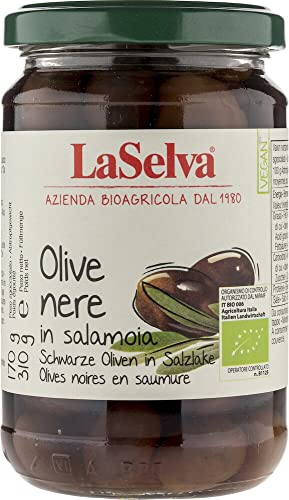 Schwarze Oliven mit Stein in Salzlake von LaSelva