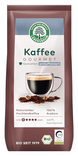 Lebensbaum Bio-Kaffee Gourmet, entkoffeiniert, gemahlen, naturmilder Hochlandkaffee - sanft, harmonischer Geschmack, 250 g von Lebensbaum