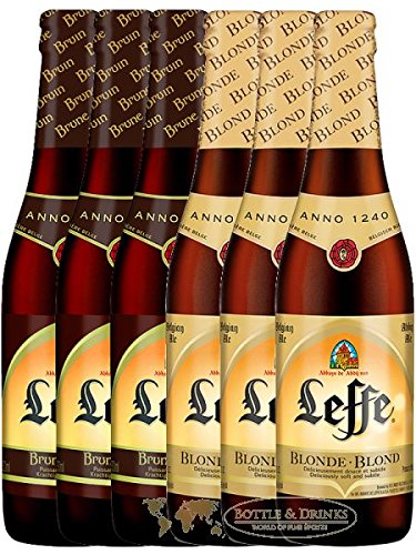 Leffe Biermix Belgian Bier 3 x 0,33 Liter hell und 3 x 0,33 Liter dunkel von Leffe