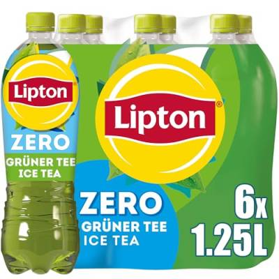 LIPTON ICE TEA Zero Grüner Tee – Zuckerfreier Eistee mit Grüntee Geschmack, EINWEG (6 x 1.25 l) von Lipton